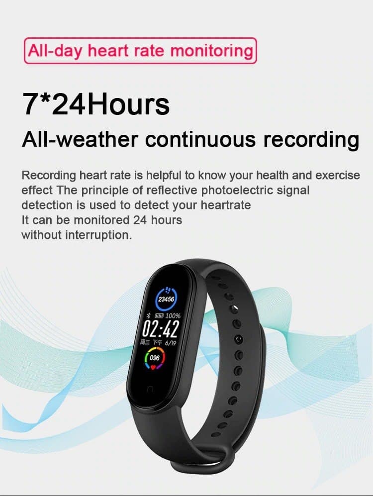 M5 Smart Watch Music Payback Bluetooth Blood Pressure Waterproof Heart Rate Monitor Fitness Bracelet